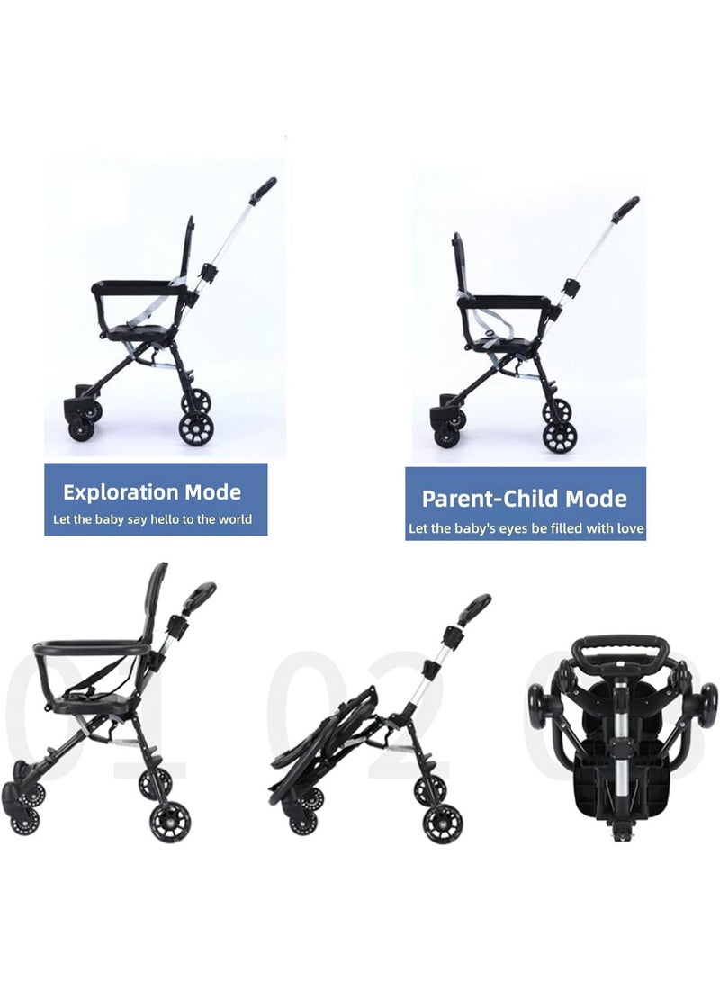 عربة سفر محمولة للطائرة مزودة بمظلة صغيرة، خفيفة الوزن وصغيرة الحجم مع مقعد دوار ثنائي الاتجاه 360 درجة، سهلة الطي بيد واحدة - Image 4